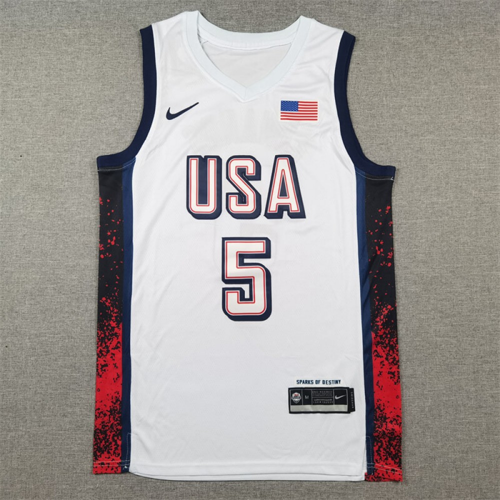 Camiseta Anthony Edwards #5 USA Dream Team 2024 Edición Olímpica París Blanco Camiseta Anthony Edwards #5 USA Dream Team 2024 Edición Olímpica París Blanco