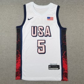 Camiseta Anthony Edwards #5 USA Dream Team 2024 Edición Olímpica París Blanco