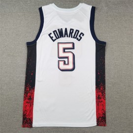Camiseta Anthony Edwards #5 USA Dream Team 2024 Edición Olímpica París Blanco Camiseta Anthony Edwards #5 USA Dream Team 2024 Edición Olímpica París Blanco