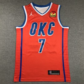 Camiseta Chet Holmgren #7 Oklahoma City Thunder 2024 Naranja Statement Edition