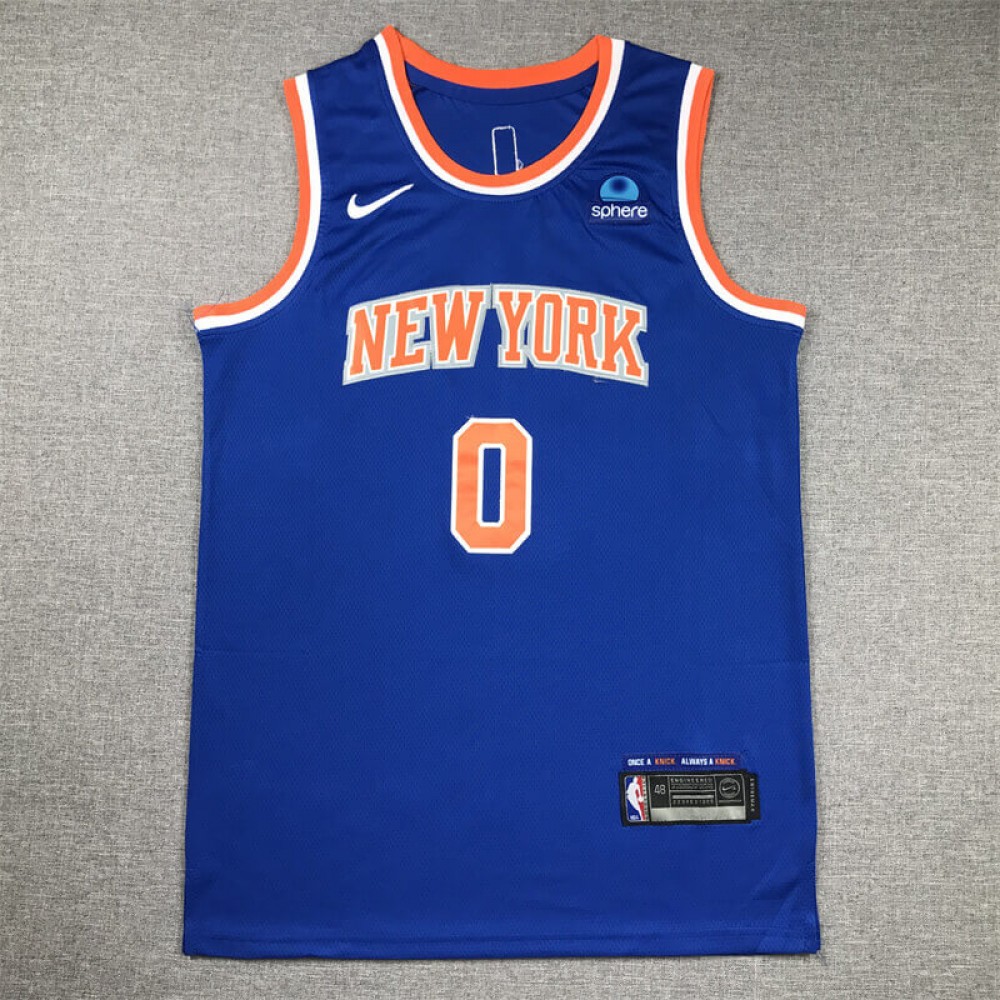 Camiseta Donte DiVincenzo #0 New York Knicks 2024 Azul Camiseta Donte DiVincenzo #0 New York Knicks 2024 Azul