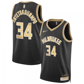 Camiseta Giannis Antetokounmpo #34 Milwaukee Bucks 2024 Negro/Oro Select Series