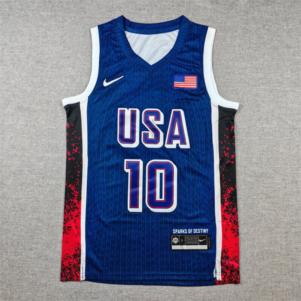 Camiseta Jayson Tatum #10 USA Dream Team 2024 Edición Olímpica París Azul Camiseta Jayson Tatum #10 USA Dream Team 2024 Edición Olímpica París Azul