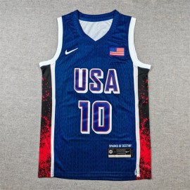 Camiseta Jayson Tatum #10 USA Dream Team 2024 Edición Olímpica París Azul
