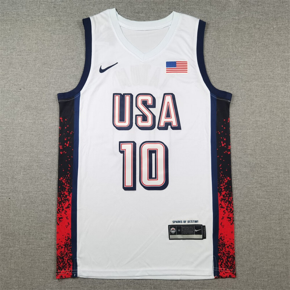 Camiseta Jayson Tatum #10 USA Dream Team 2024 Edición Olímpica París Blanco Camiseta Jayson Tatum #10 USA Dream Team 2024 Edición Olímpica París Blanco