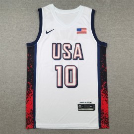 Camiseta Jayson Tatum #10 USA Dream Team 2024 Edición Olímpica París Blanco