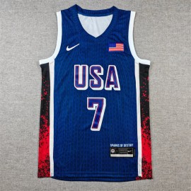 Camiseta Kevin Durant #7 USA Dream Team 2024 Edición Olímpica París Azul