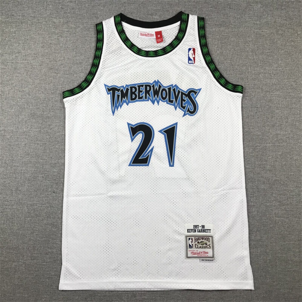 Camiseta Kevin Garnett #21 Minnesota Timberwolves 1997/98 Blanco Edición Clasico Camiseta Kevin Garnett #21 Minnesota Timberwolves 1997/98 Blanco Edición Clasico