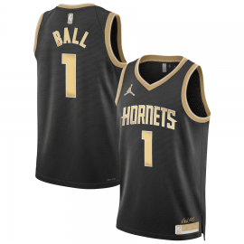 Camiseta LaMelo Ball #1 Charlotte Hornets 2024 Negro/Oro Select Series