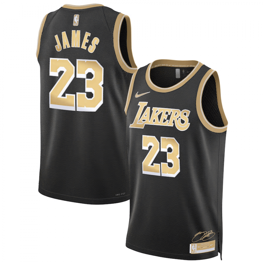 Camiseta LeBron James #23 Los Angeles Lakers 2024 Negro/Oro Select Series Camiseta LeBron James #23 Los Angeles Lakers 2024 Negro/Oro Select Series