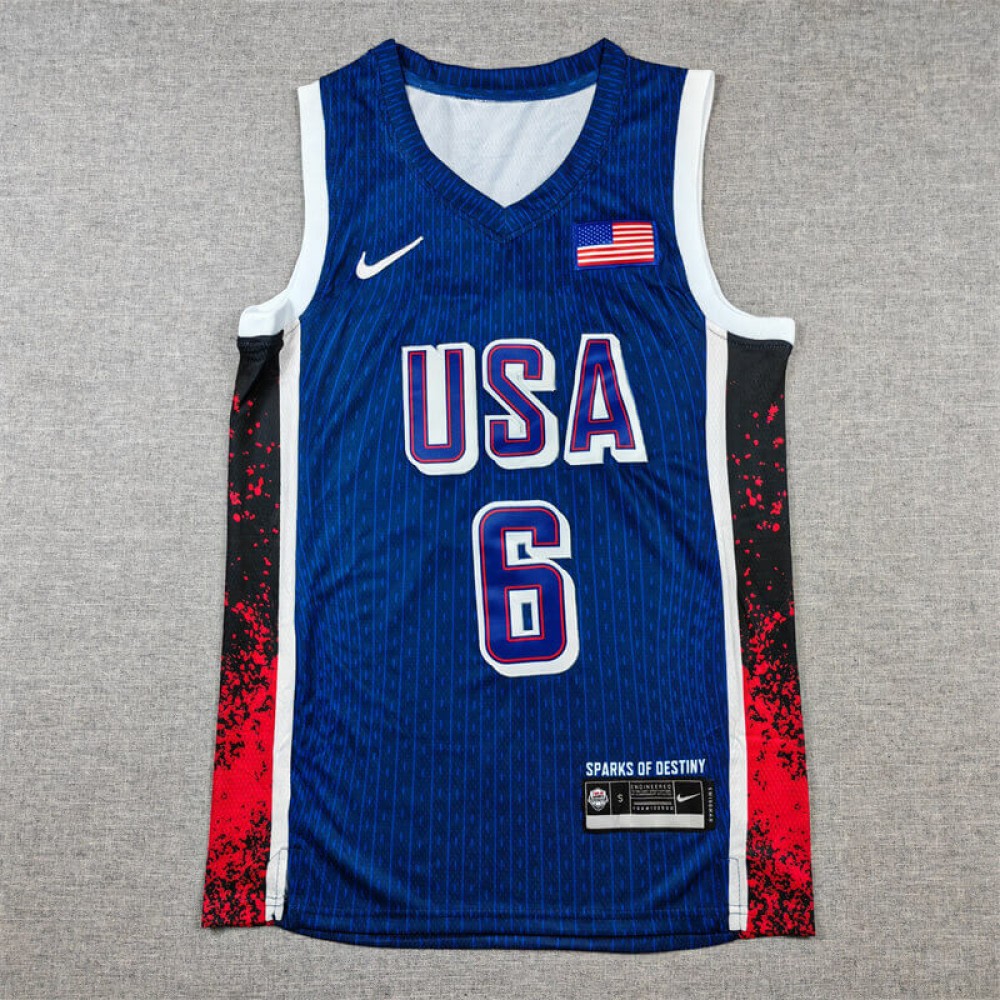 Camiseta LeBron James #6 USA Dream Team 2024 Edición Olímpica París Azul Camiseta LeBron James #6 USA Dream Team 2024 Edición Olímpica París Azul