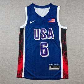 Camiseta LeBron James #6 USA Dream Team 2024 Edición Olímpica París Azul