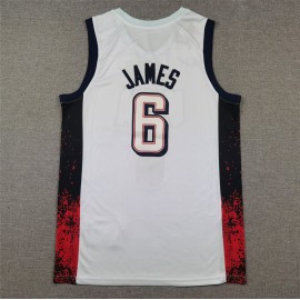 Camiseta LeBron James #6 USA Dream Team 2024 Edición Olímpica París Blanco Camiseta LeBron James #6 USA Dream Team 2024 Edición Olímpica París Blanco