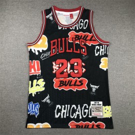 Camiseta Michael Jordan #23 Chicago Bulls 2024 Grafiti Negro