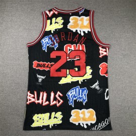 Camiseta Michael Jordan #23 Chicago Bulls 2024 Grafiti Negro Camiseta Michael Jordan #23 Chicago Bulls 2024 Grafiti Negro