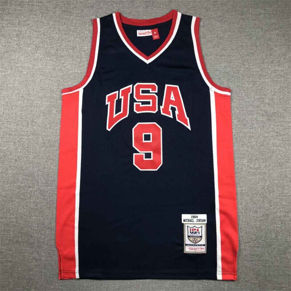 Camiseta Michael Jordan #9 USA 1984 Azul Marino/Rojo Edición Clasico Camiseta Michael Jordan #9 USA 1984 Azul Marino/Rojo Edición Clasico