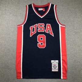 Camiseta Michael Jordan #9 USA 1984 Azul Marino/Rojo Edición Clasico