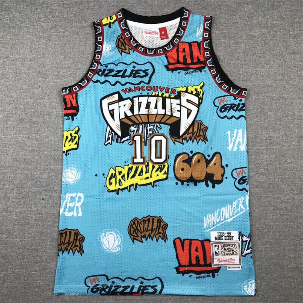 Camiseta Mike Bibby #10 Memphis Grizzlies 2024 Grafiti Azul Camiseta Mike Bibby #10 Memphis Grizzlies 2024 Grafiti Azul
