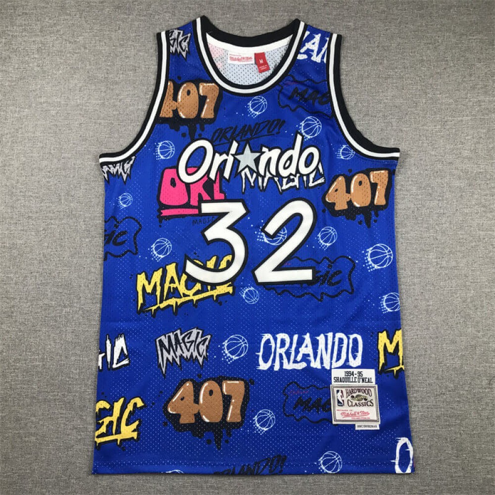 Camiseta Shaquille O'Neal #32 Orlando Magic 2024 Grafiti Azul