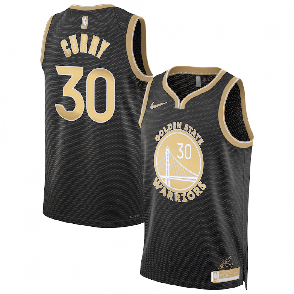 Camiseta Stephen Curry #30 Golden State Warriors 2024 Negro/Oro Select Series Camiseta Stephen Curry #30 Golden State Warriors 2024 Negro/Oro Select Series