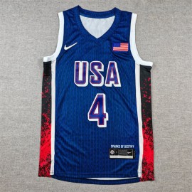 Camiseta Stephen Curry #4 USA Dream Team 2024 Edición Olímpica París Azul