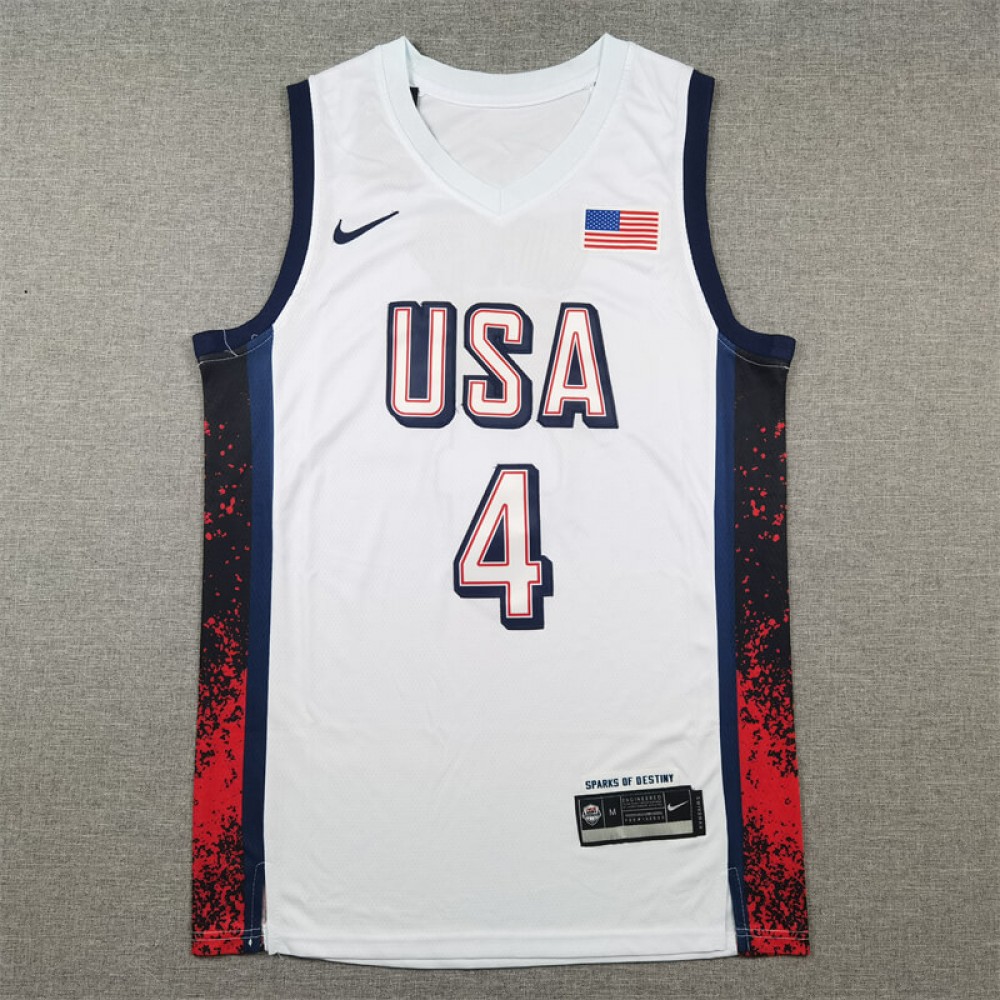Camiseta Stephen Curry #4 USA Dream Team 2024 Edición Olímpica París Blanco Camiseta Stephen Curry #4 USA Dream Team 2024 Edición Olímpica París Blanco