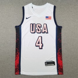 Camiseta Stephen Curry #4 USA Dream Team 2024 Edición Olímpica París Blanco