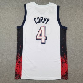 Camiseta Stephen Curry #4 USA Dream Team 2024 Edición Olímpica París Blanco Camiseta Stephen Curry #4 USA Dream Team 2024 Edición Olímpica París Blanco