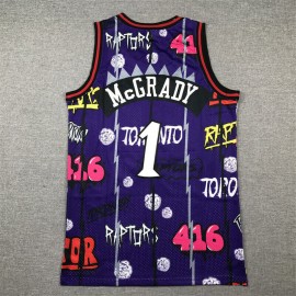 Camiseta Tracy McGrady #1 Toronto Raptors 2024 Grafiti Púrpura Camiseta Tracy McGrady #1 Toronto Raptors 2024 Grafiti Púrpura