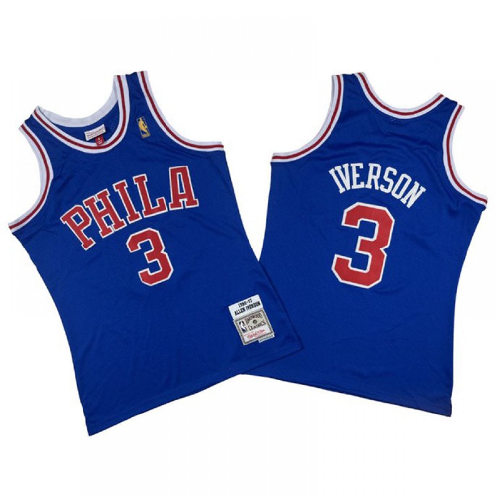 Camiseta Allen Iverson #3 Philadelphia 76ers 96/97 Classic Edition Azul  Camiseta Allen Iverson #3 Philadelphia 76ers 96/97 Classic Edition Azul