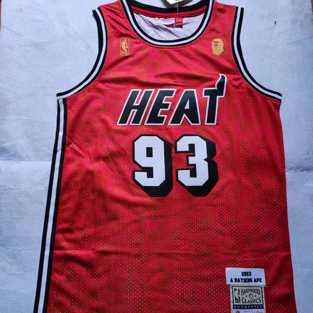 Camiseta Bape #93 Miami Heat 1993 Retro Rojo Camiseta Bape #93 Miami Heat 1993 Retro Rojo