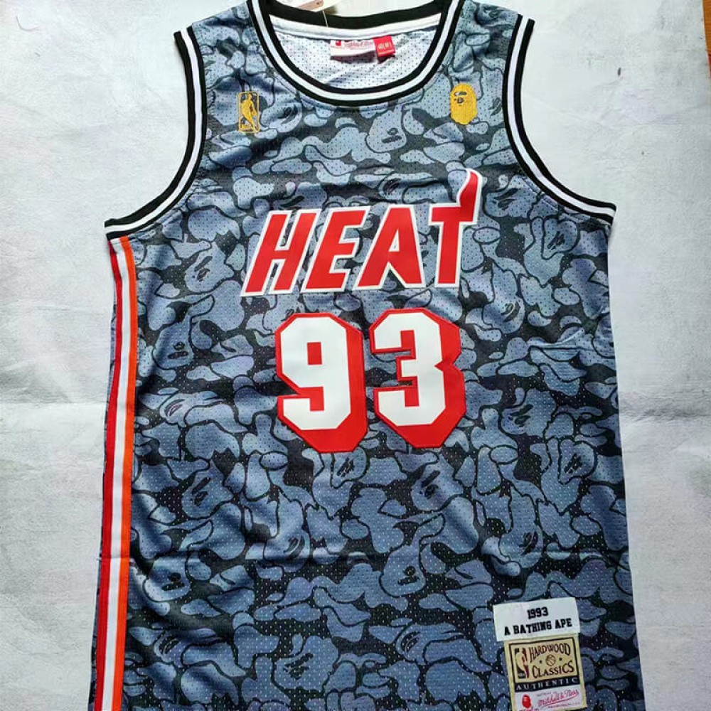 Camiseta Bape #93 Miami Heat Retro Gris Camiseta Bape #93 Miami Heat Retro Gris