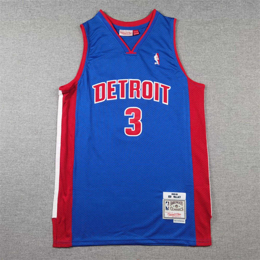 Camiseta Ben Wallace #3 Detroit Pistons Retro Azul Camiseta Ben Wallace #3 Detroit Pistons Retro Azul