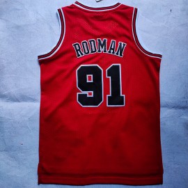 Camiseta Dennis Rodman #91 Chicago Bulls Retro Rojo Niño  Camiseta Dennis Rodman #91 Chicago Bulls Retro Rojo Niño