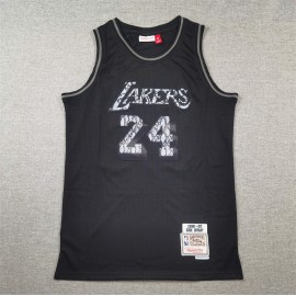 Camiseta Kobe Bryant #24 Los Angeles Lakers Retro Negro con Estampado de Serpiente