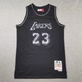 Camiseta LeBron James #23 Los Angeles Lakers Retro Negro con Estampado de Serpiente