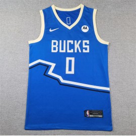 Camiseta Damian Lillard #0 Milwaukee Bucks 2025 City Edition Azul