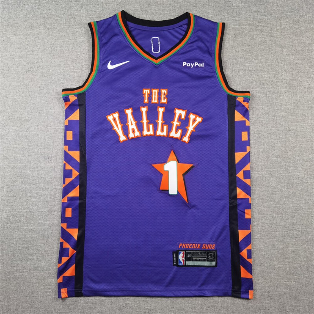Camiseta Devin Booker #1 Phoenix Suns 2025 City Edition Morado Camiseta Devin Booker #1 Phoenix Suns 2025 City Edition Morado