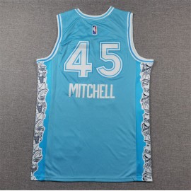 Camiseta Donovan Mitchell #45 Cleveland Cavaliers 2025 City Edition Azul Camiseta Donovan Mitchell #45 Cleveland Cavaliers 2025 City Edition Azul