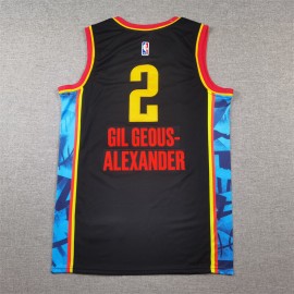 Camiseta Shai Gilgeous-Alexander #2 Oklahoma City Thunder 2025 City Edition Negro Camiseta Shai Gilgeous-Alexander #2 Oklahoma City Thunder 2025 City Edition Negro