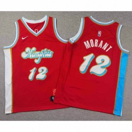 Camiseta Ja Morant #12 Memphis Grizzlies 2025 City Edition Rojo Niño