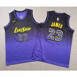 Camiseta LeBron James #23 Los Angeles Lakers 2025 City Edition Púrpura Niño