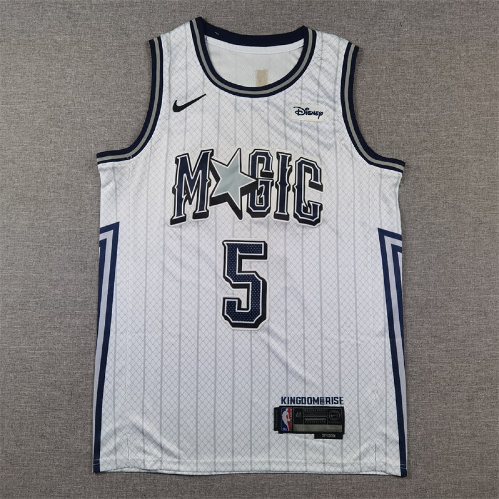 Camiseta Paolo Banchero #5 Orlando Magic 2025 City Edition Blanco Camiseta Paolo Banchero #5 Orlando Magic 2025 City Edition Blanco