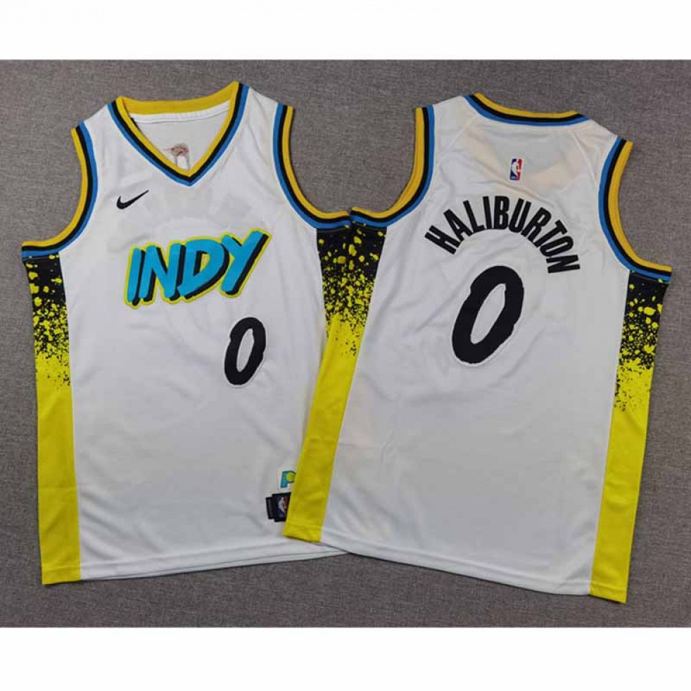 Camiseta Tyrese Haliburton #0 Indiana Pacers 2025 City Edition Blanco Niño Camiseta Tyrese Haliburton #0 Indiana Pacers 2025 City Edition Blanco Niño