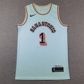 Camiseta Victor Wembanyama #1 San Antonio Spurs 2025 City Edition Azul Claro