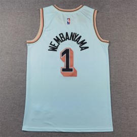 Camiseta Victor Wembanyama #1 San Antonio Spurs 2025 City Edition Azul Claro Camiseta Victor Wembanyama #1 San Antonio Spurs 2025 City Edition Azul Claro