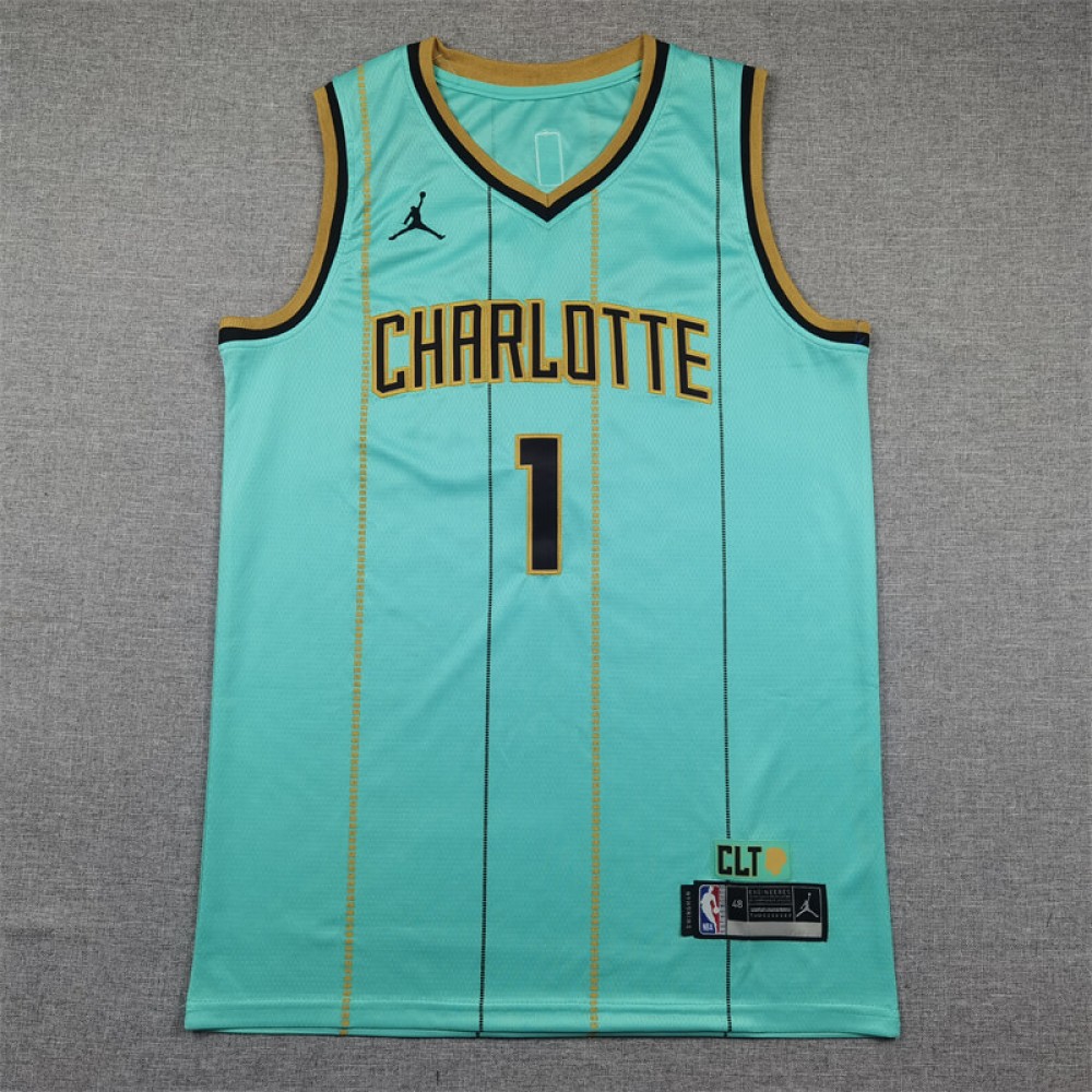 Camiseta LaMelo Ball #1 Charlotte Hornets 2024 Verde Claro Camiseta LaMelo Ball #1 Charlotte Hornets 2024 Verde Claro