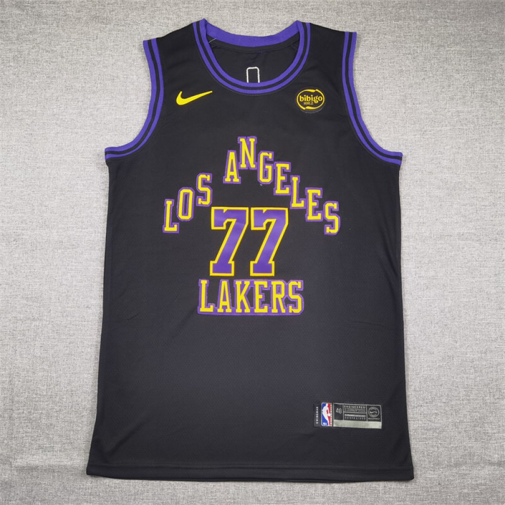 Camiseta Luka Doncic #77 Los Angeles Lakers 2024 Negro City Edition Camiseta Luka Doncic #77 Los Angeles Lakers 2024 Negro City Edition