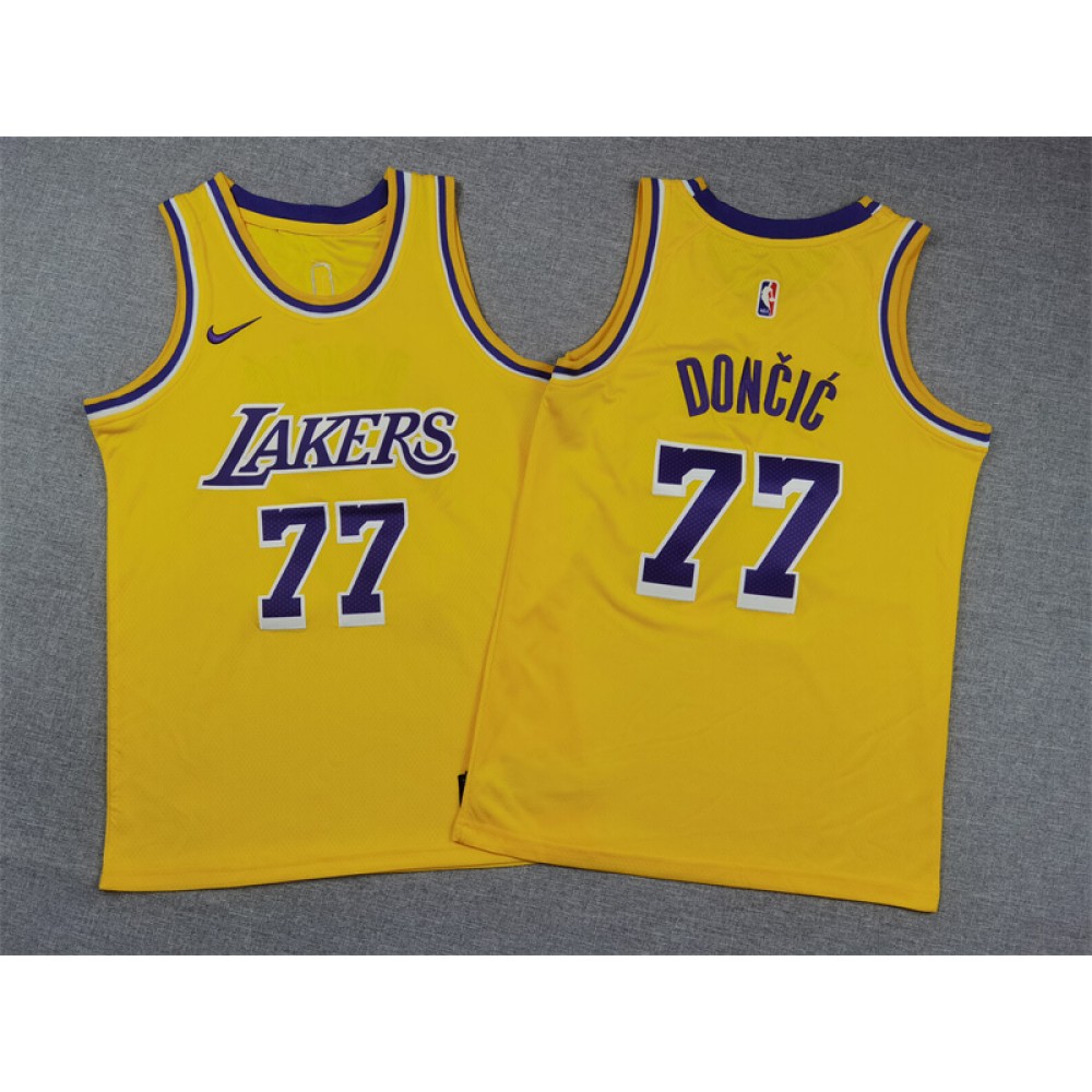 Camiseta Luka Doncic #77 Los Angeles Lakers Amarillo Niño