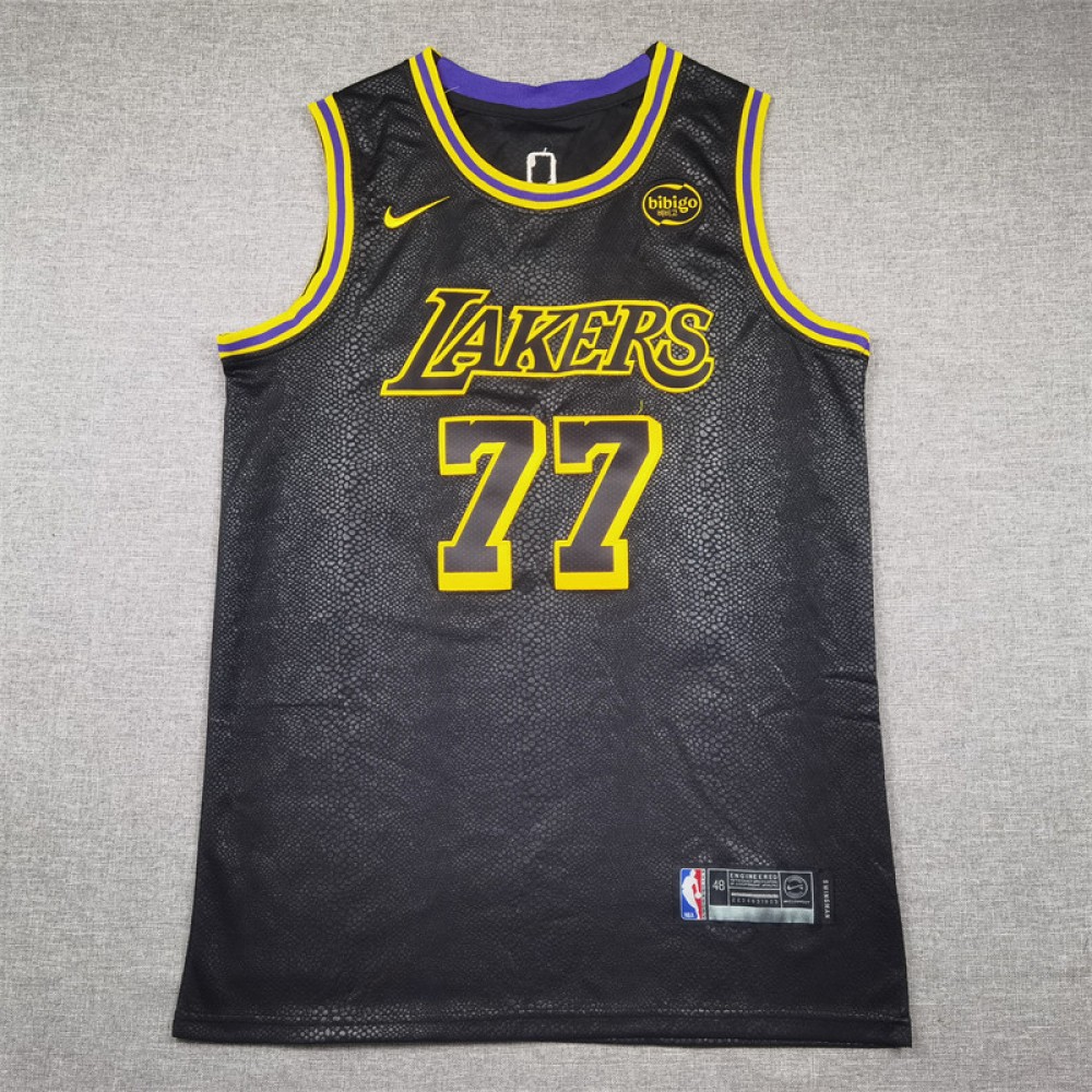 Camiseta Luka Doncic #77 Los Angeles Lakers Negro con Estampado de Serpiente Camiseta Luka Doncic #77 Los Angeles Lakers Negro con Estampado de Serpiente